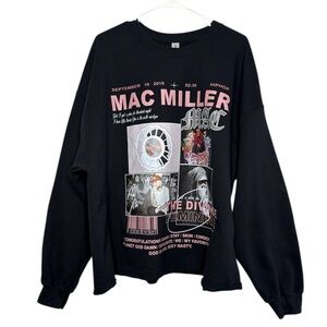 Mac MIller Pink & Black Crewneck Graphic Print Sweatshirt Size 2X
